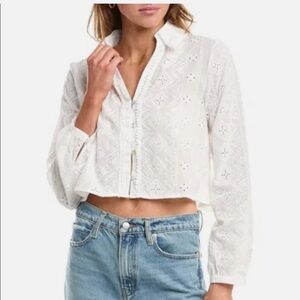 Zara NWOT white eyelet top